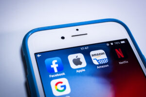 Kumamoto, Japan - Nov 29 2019 : Facebook, Amazon, Apple, Netflix & Google (FAANG), high performance IT technology companies, is both an acronym & a buzzword to investors and people.
